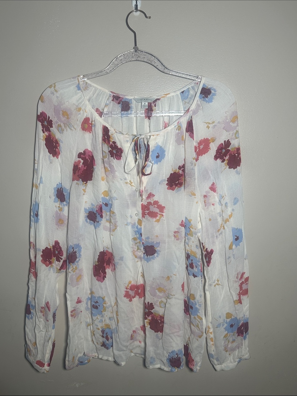 Lucky Brand Medium Floral Long Sleeved Peasant‎ Top